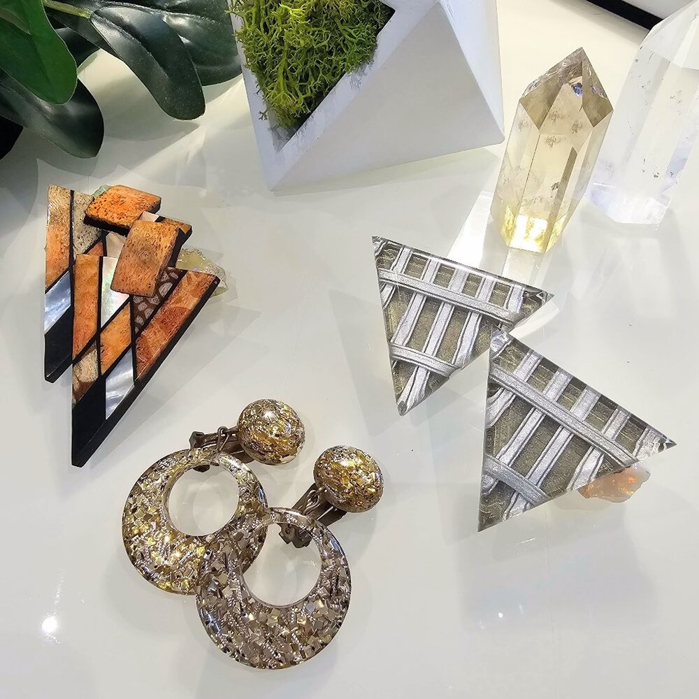 Vintage Lot of 80s/90s Geometric Clip-on Earrings